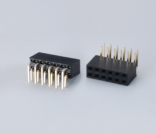 1.27mm间距排母连接器-1.27x4.6 双排90°