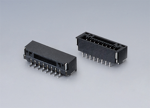 1.25mm间距 JST Wafer连接器 90°-SMT(卧贴) 单排 黑色