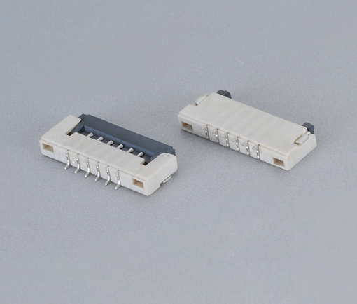 0.5mm间距 FPC连接器 卧贴 前掀盖式  下接触 